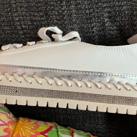 White Rhinestone Women's Sneakers - Picture 4 of 4